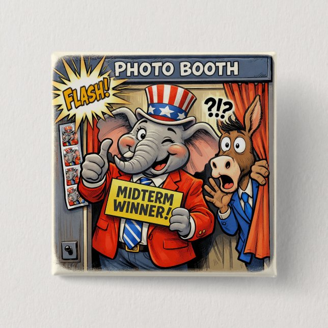 Funny Republican Elephant Mid-Term Election Button (Front)