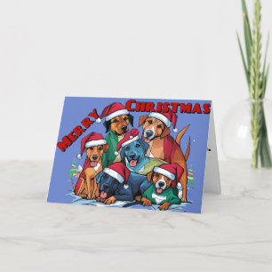 Funny Rescue Dogs in Santa Hats Christmas Abstract Card