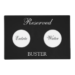 Funny Reserved Personalized Pet Placemat - B&amp;w at Zazzle
