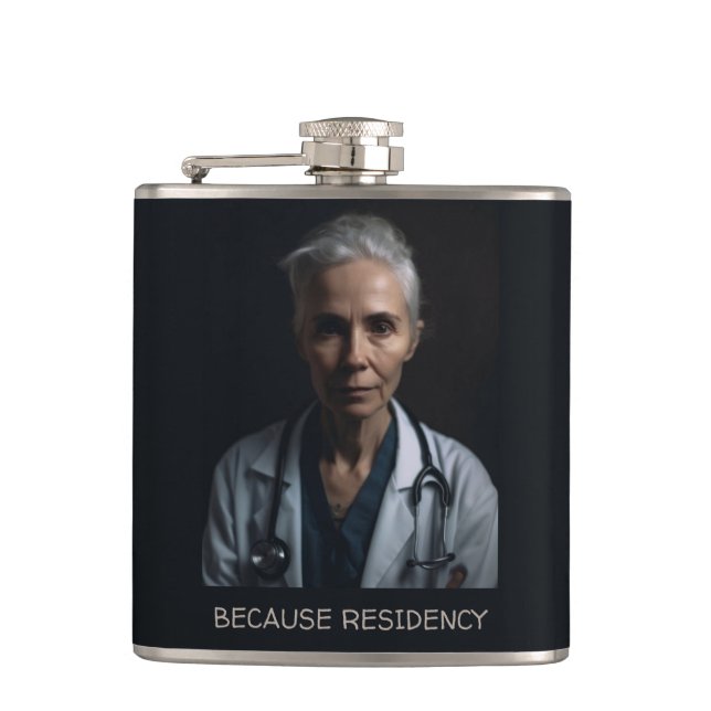 Funny Resident Physician Doctor Photo Flask (Front)