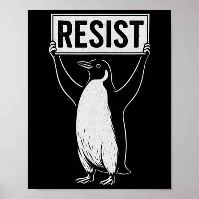 Funny Resist Penguin Activism Graphic Design Vinta Poster (Front)