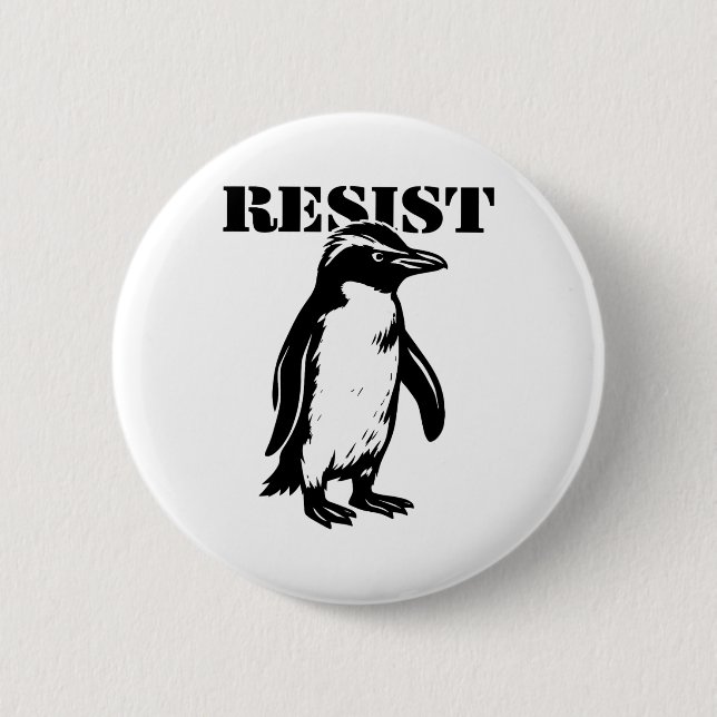 Funny Resist Penguin Protest Against Tariffs  Button (Front)