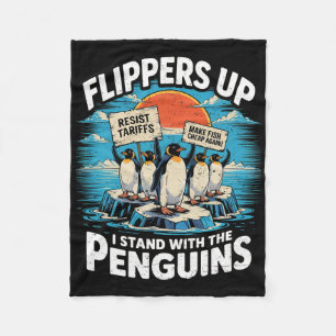 Funny Resist Penguins Protest Against Tariffs 1 Fleece Blanket