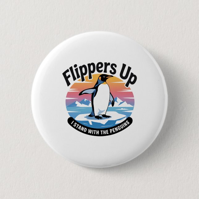 Funny Resist Penguins Protest Against Tariffs 2  Button (Front)
