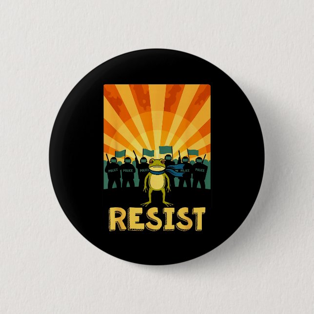 Funny Resist Portland Frog Protest  Button (Front)