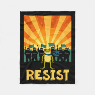 Funny Resist Portland Frog Protest  Fleece Blanket