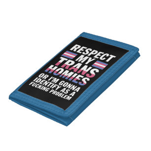 Funny Respect My Trans Homies Gay Pride Month LGBT Trifold Wallet