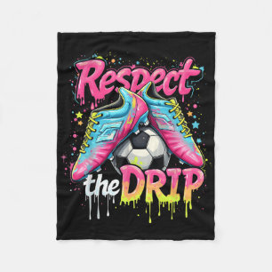 Funny Respect The Drip Soccer Ice Cream Drip With Fleece Blanket