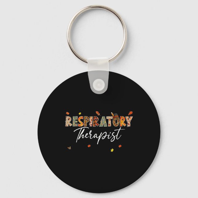 Funny Respiratory Therapist Pumpkin Autumn Tree Fa Keychain (Front)