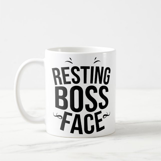 Funny Resting Boss Face Coffee Mug Manager Leader (Left)
