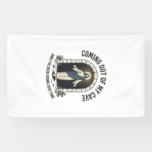 Funny Resurrection Cave Quote Vintage Engraving De Banner