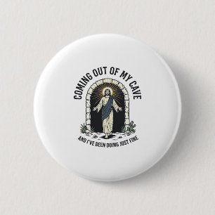 Funny Resurrection Cave Quote Vintage Engraving De Button