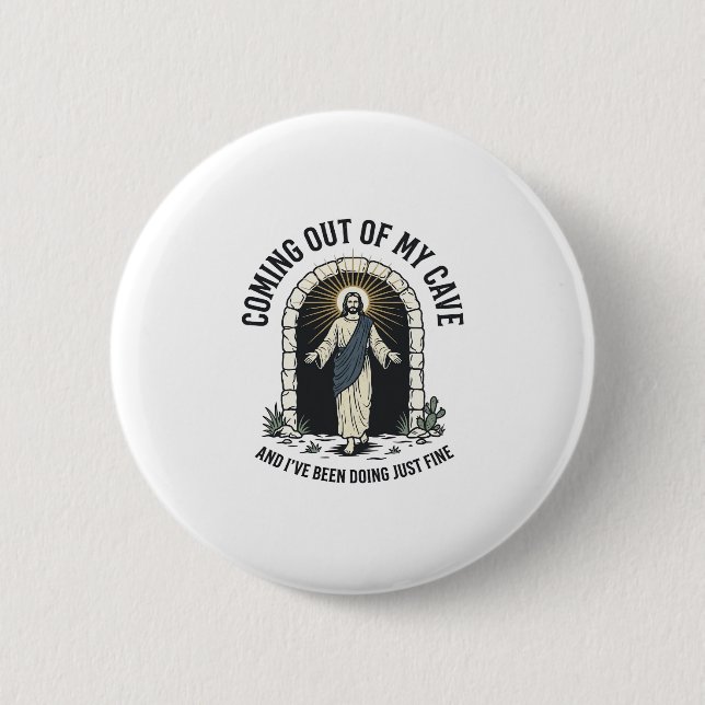Funny Resurrection Cave Quote Vintage Engraving De Button (Front)