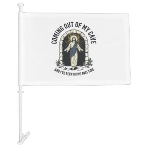 Funny Resurrection Cave Quote Vintage Engraving De Car Flag