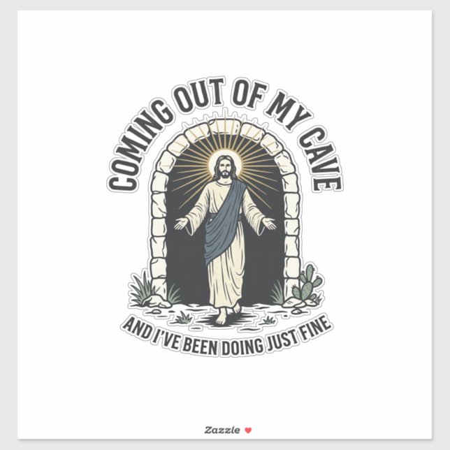Funny Resurrection Cave Quote Vintage Engraving De Sticker (Sheet)