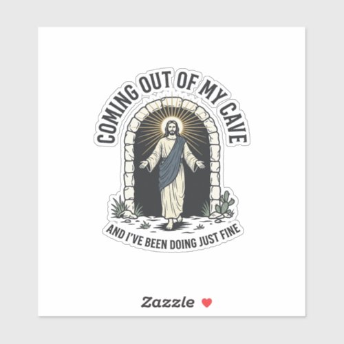 Funny Resurrection Cave Quote Vintage Engraving De Sticker