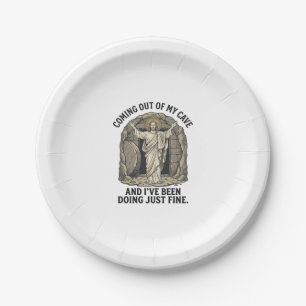 Funny Resurrection Cave Vintage Engraving Shirt De Paper Plates