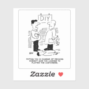 Funny Retail Store Cartoon. Sticker