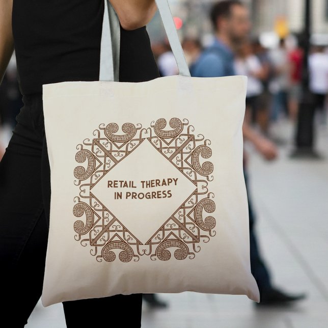 Funny Retail Therapy In Progress Celtic Tribal Tote Bag (Creator Uploaded)