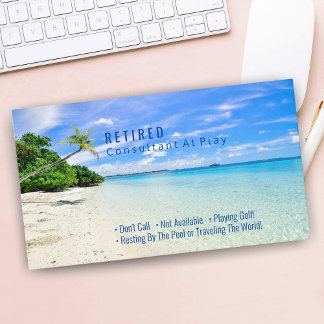 Funny Retired, Beach & Palms, DIY Profession Gag B Business Card