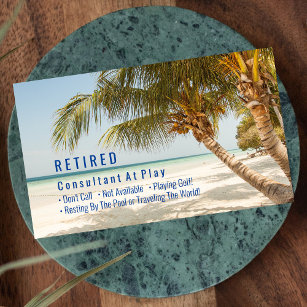 Funny Retired, Beach & Palms, DIY Profession Gag Business Card