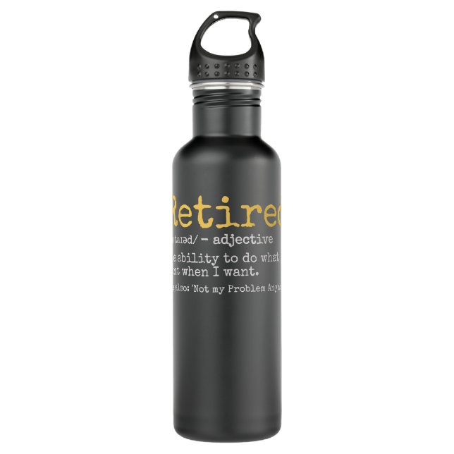 Funny Retired Definition Funny Retirement Stainless Steel Water Bottle (Front)