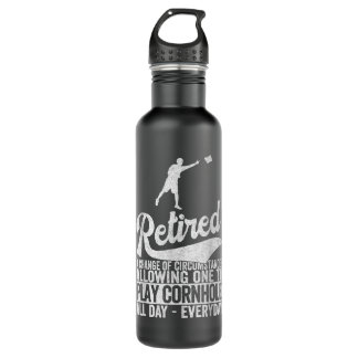Funny Retired Definition Retirement Plan Cornhole Stainless Steel Water Bottle