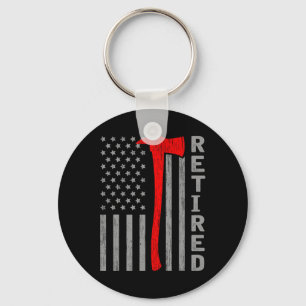 Funny Retired Firefighter Usa Flag Fireman Retirem Keychain