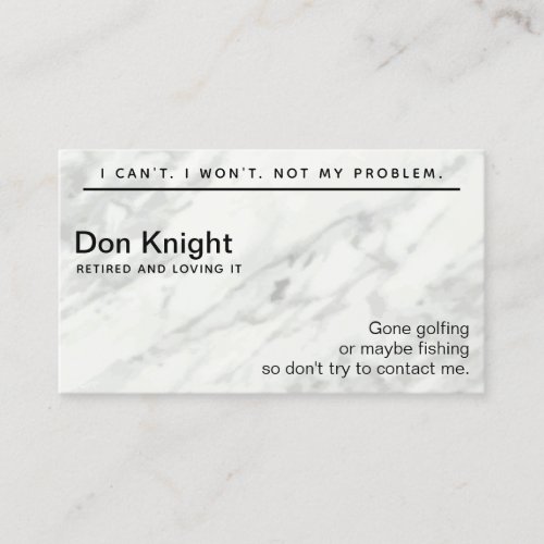 Funny Retired Gag Gift Business Card