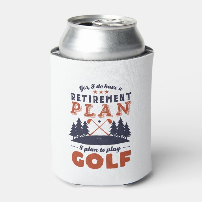 Funny Retired Golf Player Retirement Plan Golfing Can Cooler (Can Front)
