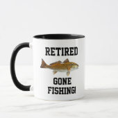 Funny Retired Gone Fishing Redfish Sports Mug (Left)