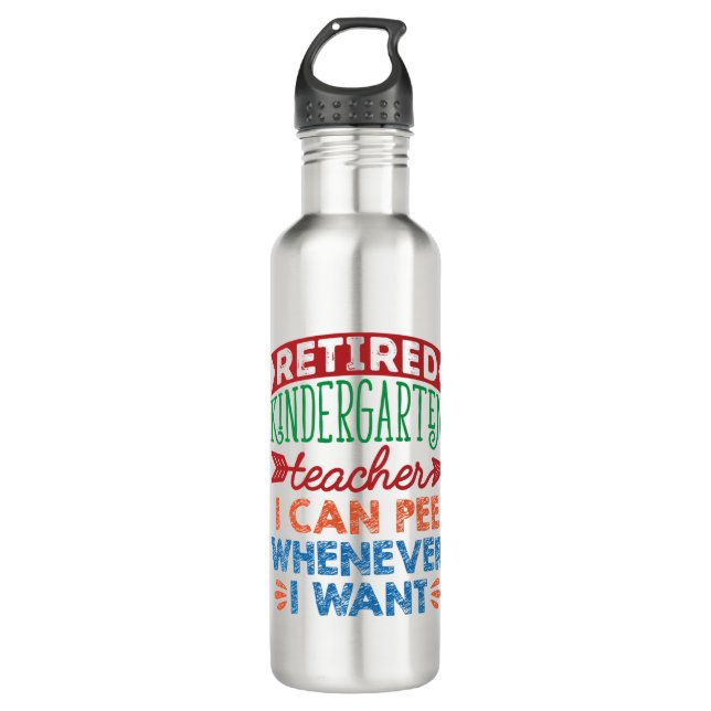 Funny Retired Kindergarten Teacher Stainless Steel Water Bottle (Front)