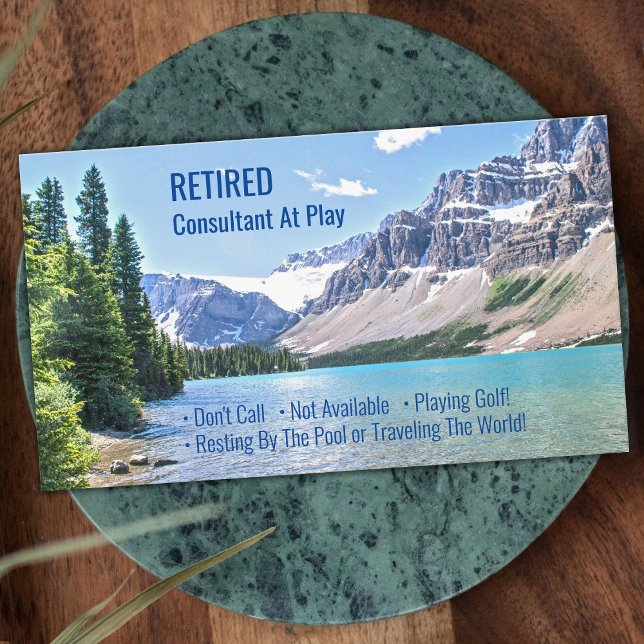 Funny Retired, Lake Mountains, DIY Profession Gag Business Card (Creator Uploaded)