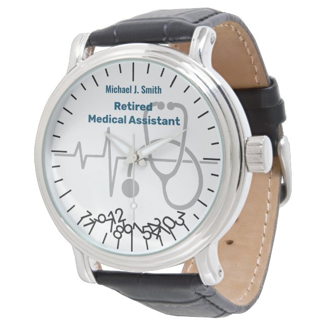 Funny Retired Medical Assistant RN Jumble Numbers Watch (Angled)