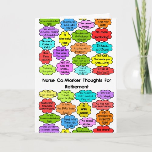 Funny Retired Nurse Gifts Co_Worker Thoughts Card