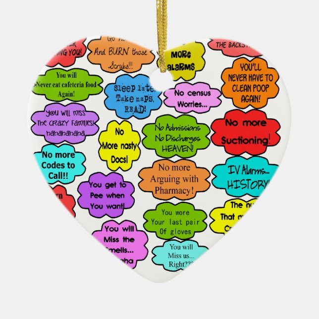 Funny Retired Nurse Gifts Co-Worker Thoughts II Ceramic Ornament (Front)