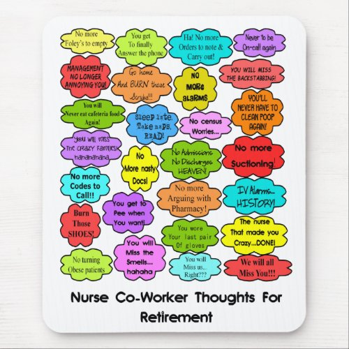 Funny Retired Nurse Gifts Co_Worker Thoughts Mouse Pad