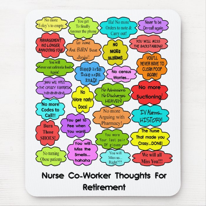Funny Retired Nurse Gifts Co Worker Thoughts Mouse Pad
