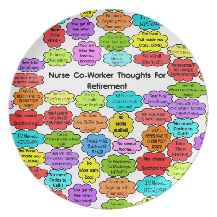 Funny Retired Nurse Gifts Co Worker Thoughts Dinner Plates