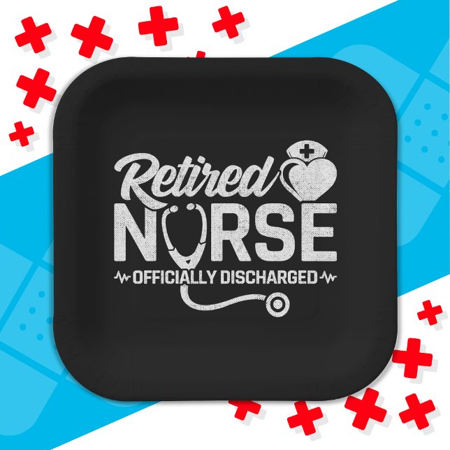 Funny Retired Nurse Joke Nursing Retirement Paper Plates (Creator Uploaded)