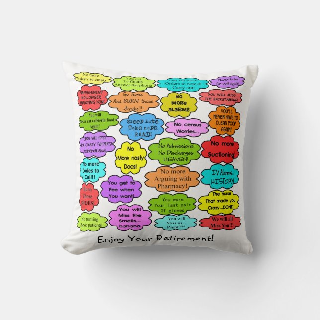 Funny Retired Nurse Pillow Co-Worker Thoughts (Front)