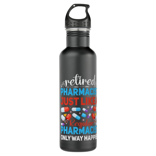 Funny Retired Pharmacist Retirement Premium Stainless Steel Water Bottle (Front)