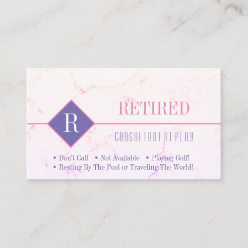 Funny Retired Pink Marble DIY Pink Gag Business Card