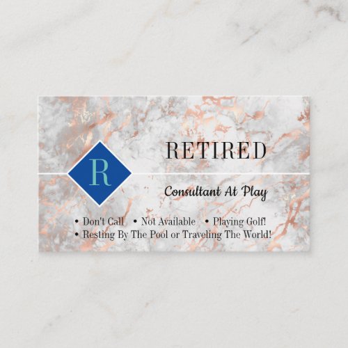 Funny Retired Rose Gold Marble DIY Profession Gag Business Card