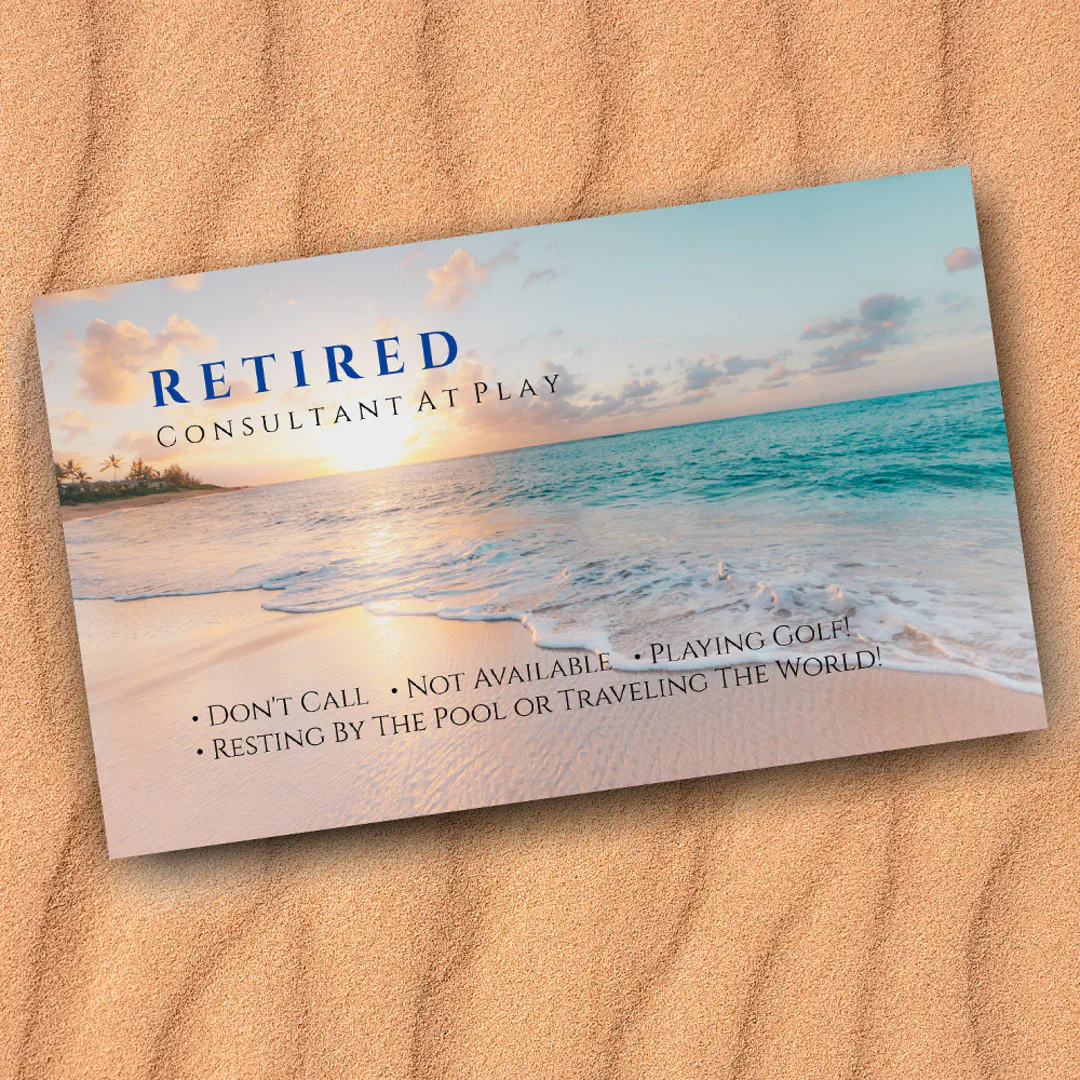 Funny Retired, Sunset Beach, DIY Profession Gag Business Card
