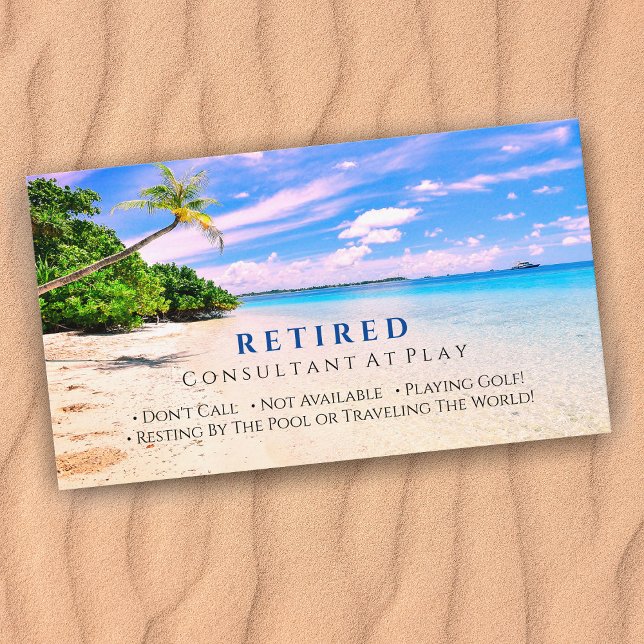Funny Retired Sunset Beach & Palms, Profession Gag Business Card (Creator Uploaded)