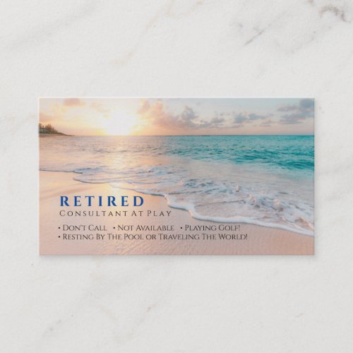 Funny Retired Sunset Beach Profession Gag Business Card