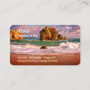 Funny Retired, Sunset Ocean, DIY Profession Gag Business Card
