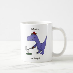 Funny Retired T-Rex Dinosaur Golfing Coffee Mug