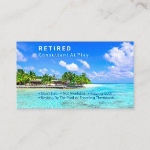 Funny Retired, Tropical Island, DIY Profession Gag Business Card